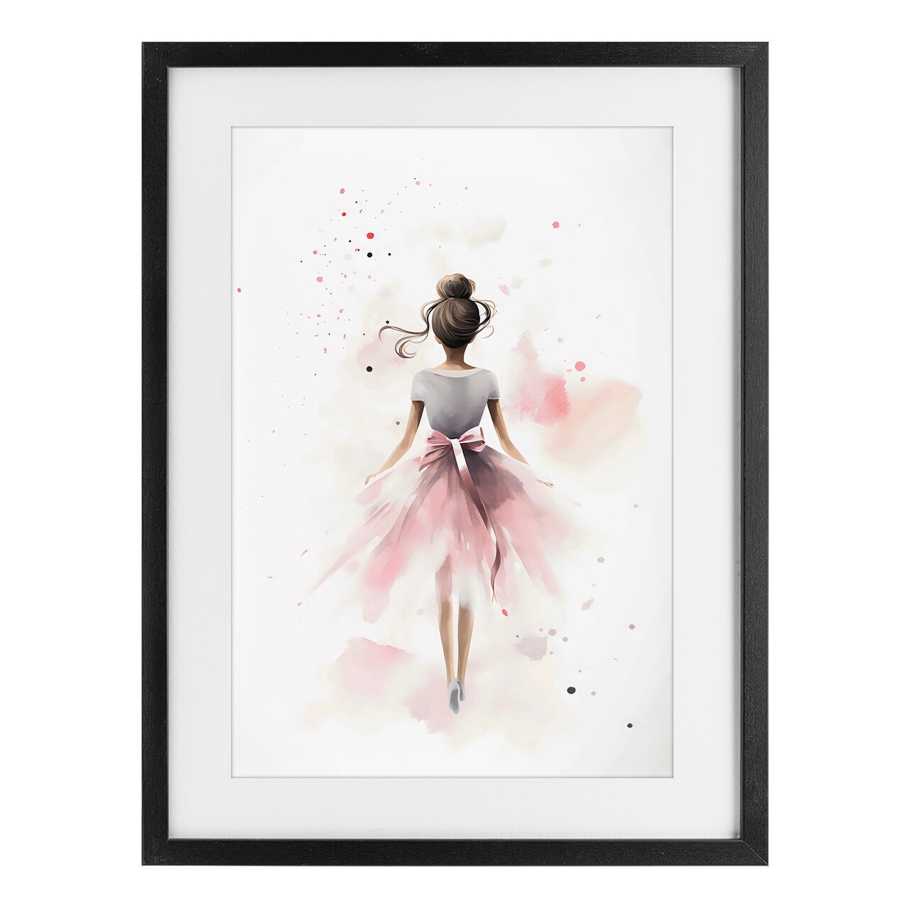 Stupell Industries Speckled Ballerina View Framed Print Under Glass, design by Creative Studio